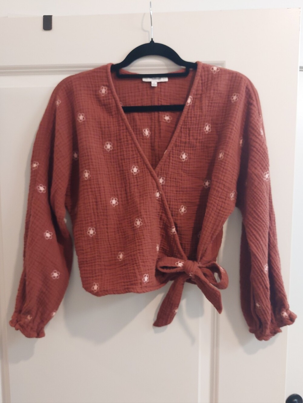 Cotton Gauze Crop Wrap Top